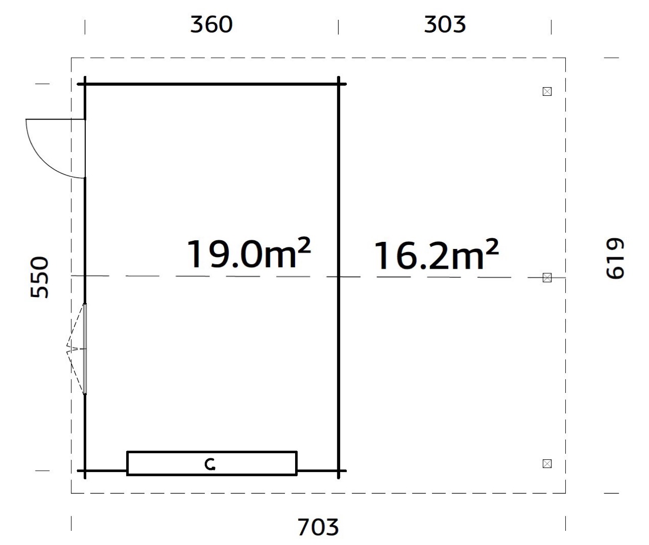 Garaj Roger 19,0+16,2 m2 cu ușă secțională - imagine 12